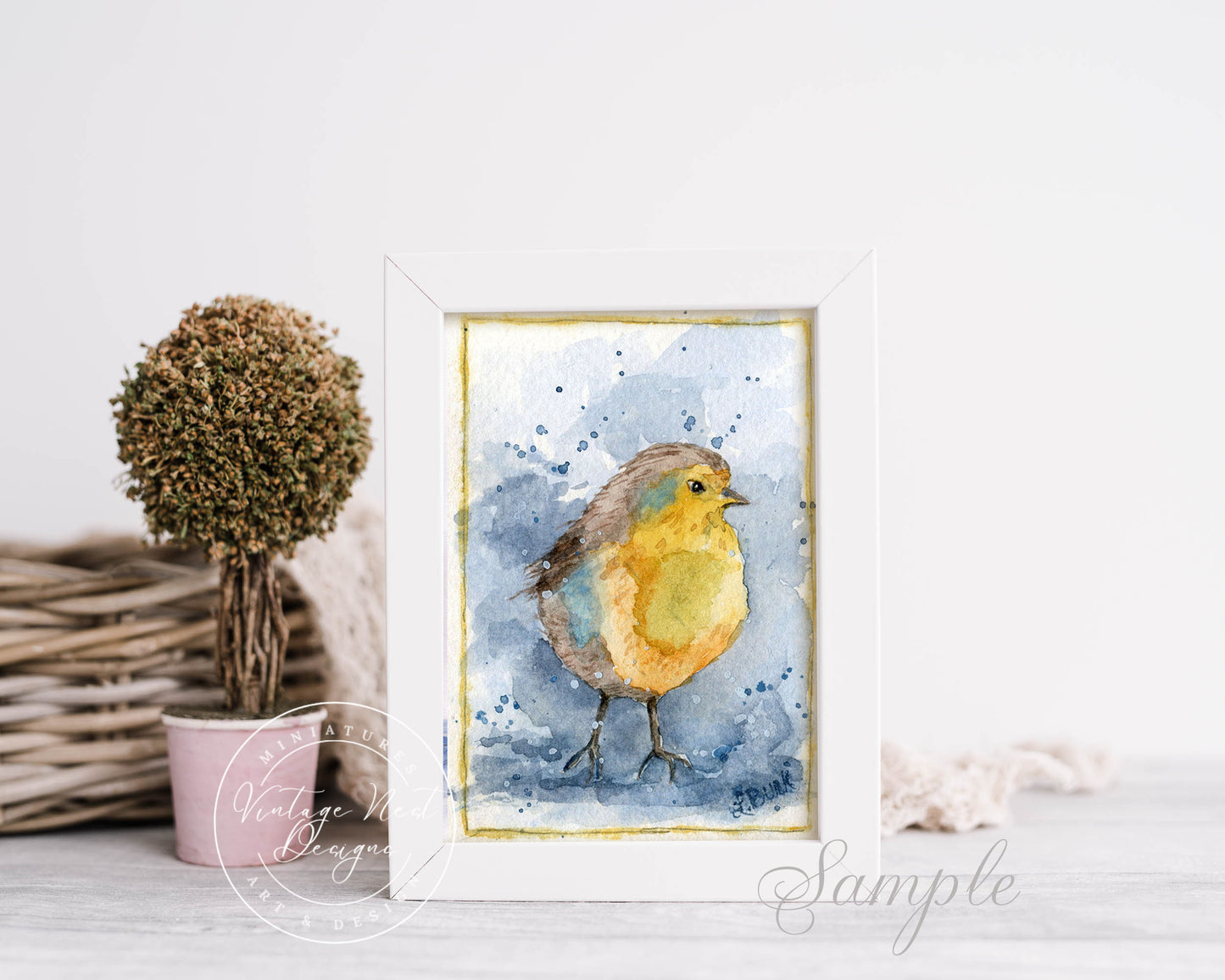 Impression numérique oiseau n°1 ACEO peinture aquarelle téléchargement instantané