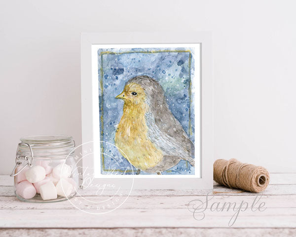 Impression Numérique Oiseau N°2 Peinture à l'Aquarelle ACEO Téléchargement Instantané