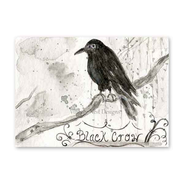 Digital Prints Black Crow No.1 ACEO Watercolor Painting Instant Download