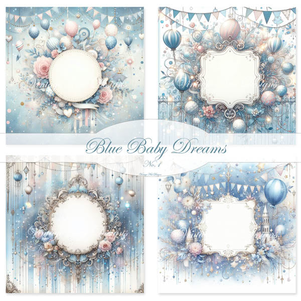 Digital Prints Baby Blue Dreams No.1 Illustration Instant Download
