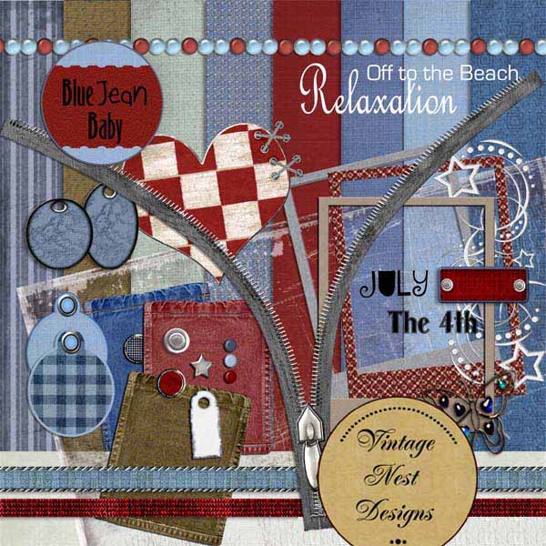 Digital Scrapbooking Blue Jean Baby Kit Instant Download