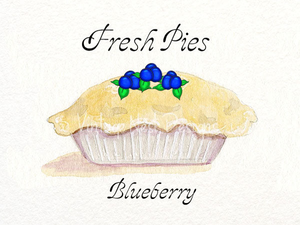 Impression numérique Tarte aux myrtilles n°1 Tableau miniature aquarelle pour maison de poupée Téléchargement instantané