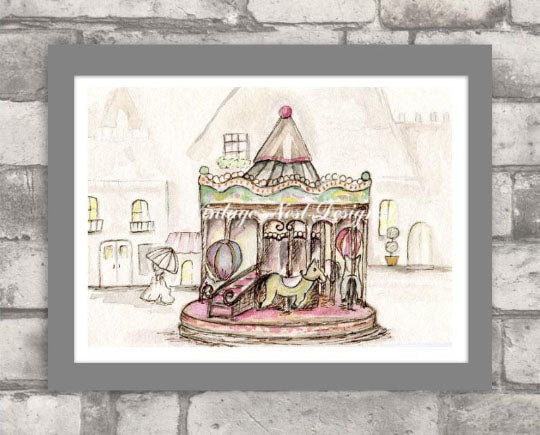 Digital Print Carousel No.1 Watercolor Painting Instant Download