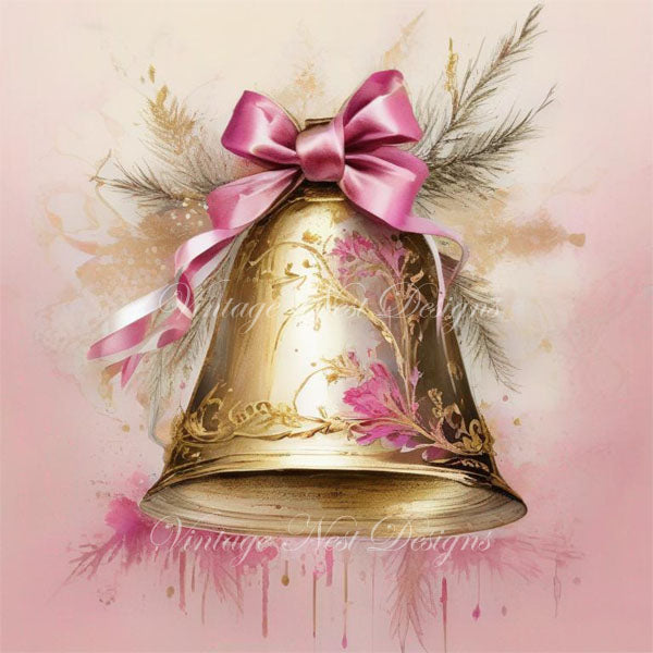 Digital Print Christmas Bell No.2 Illustration Instant Download