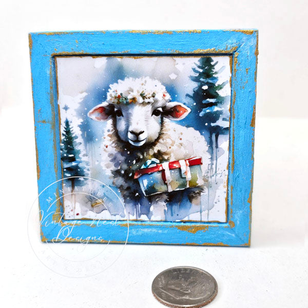 Miniature Christmas Ewe No.1:1 Handmade for Dollhouse Diorama Shadow Box