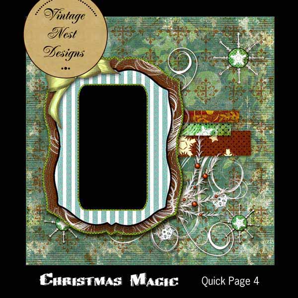 Digital Scrapbooking Christmas Magic Quick Page No.4 Instant Download