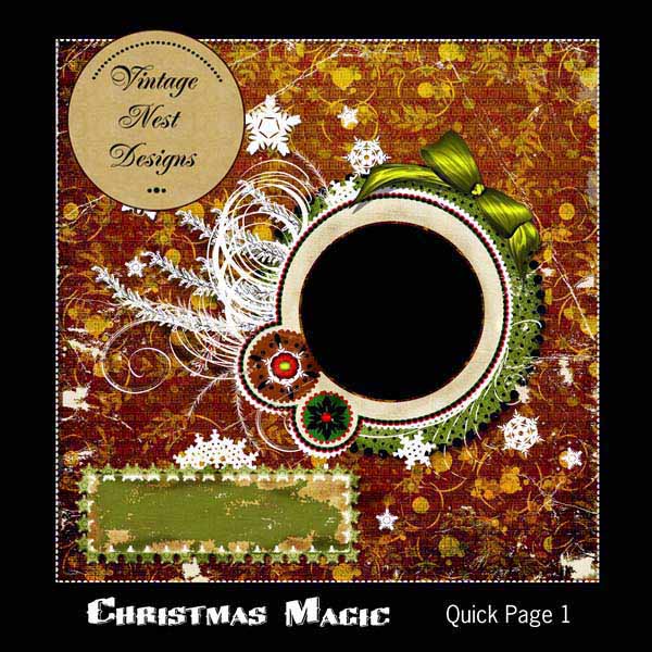 Digital Scrapbooking Christmas Magic Quick Page No.1 Instant Download