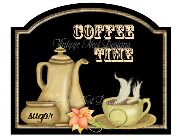 Digital Proint Coffee Shop Graphic No.2 Illustration Instant Download