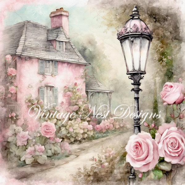 Digital Print Cottage House No.7 Illustration Instant Download