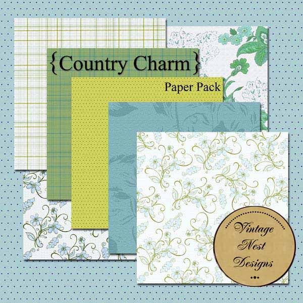 Kit de Scrapbooking Numérique Charme Champêtre Téléchargement Instantané