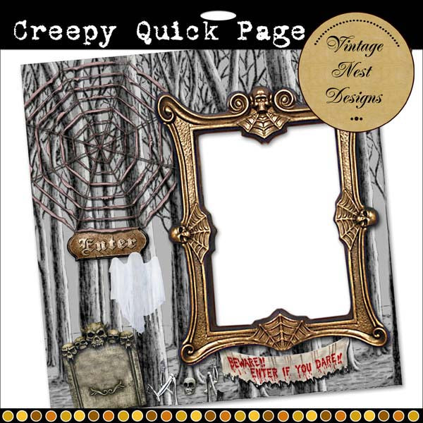 Digital Scrapbooking Creepy Quick Page No.1 Halloween Instant Download