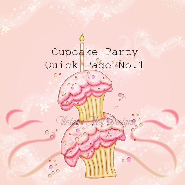 Kit de scrapbooking numérique - Fête Cupcake - Page rapide n°1 - Téléchargement instantané