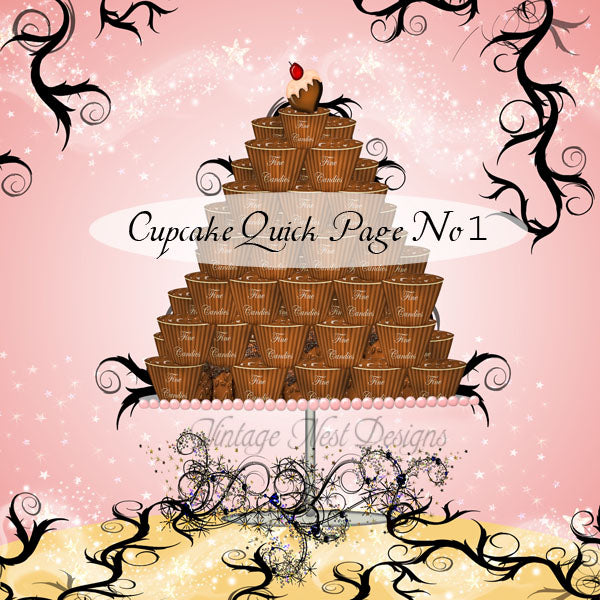 Digitales Scrapbooking Cupcake Quick Page Nr. 1 Sofort-Download