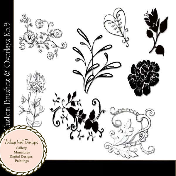 Digital Scrapbooking Brushes & Stamps Flourishes No.3 Instant download