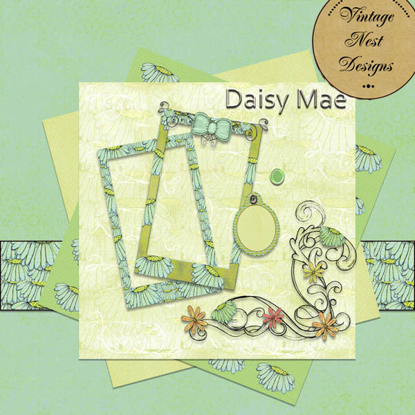 Kit de scrapbooking numérique Daisy Mae Téléchargement instantané
