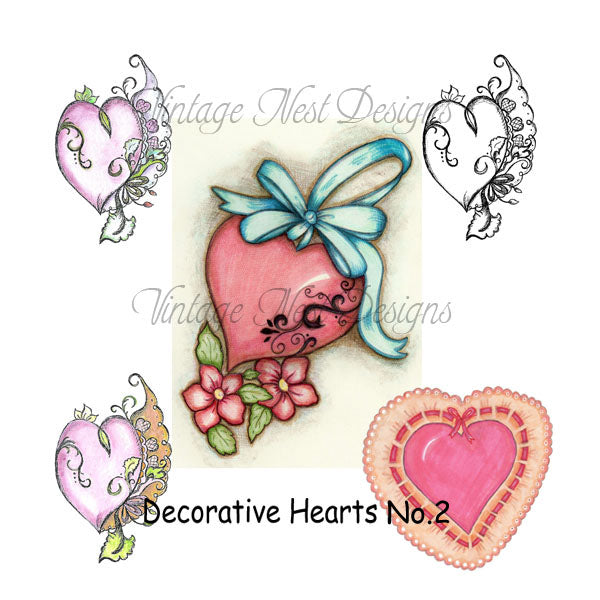 Digital Scrapbooking Decorative Hearts No.2 Graphics Clip Art Instant Download