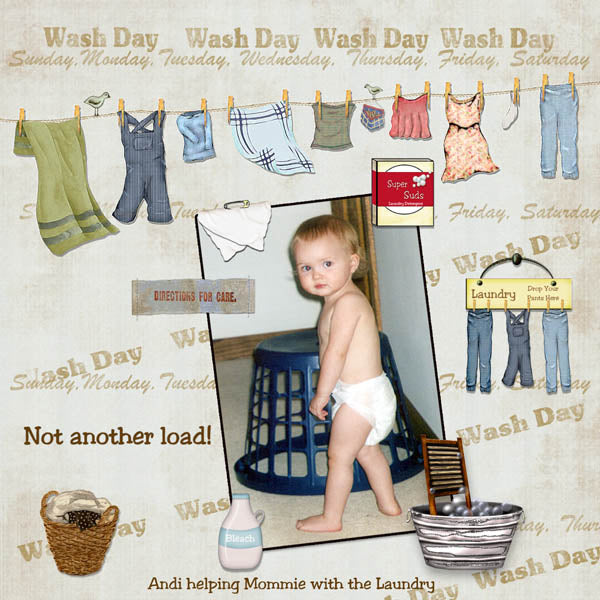 Digitales Scrapbooking-Set „Schmutzige Wäsche“ zum sofortigen Download