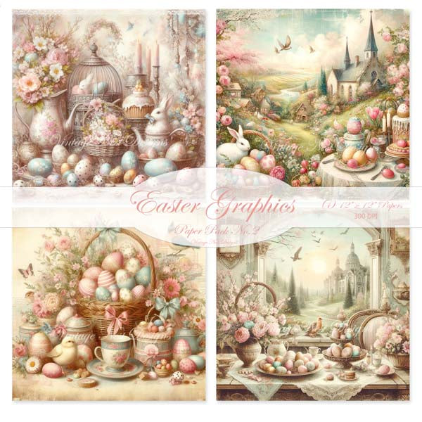 Digitale Drucke Ostergrafiken Papierpaket Nr. 2 Illustration