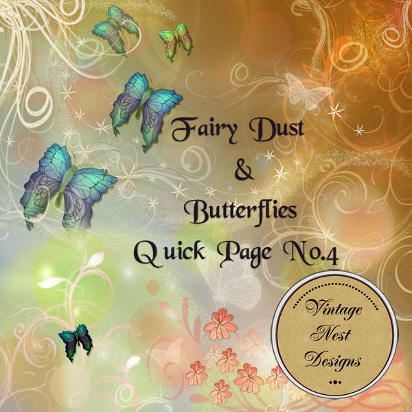 Digital Scrapbooking Fairy Dust & Butterflies Quick Page No.4 Instant Download