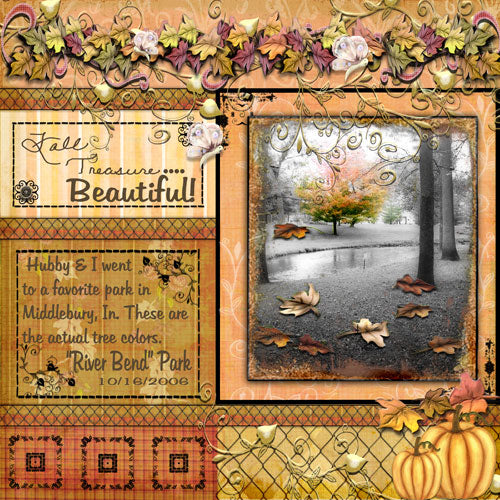 Digital Scrapbooking Fall Treasure Quick Page No.1 Instant Download
