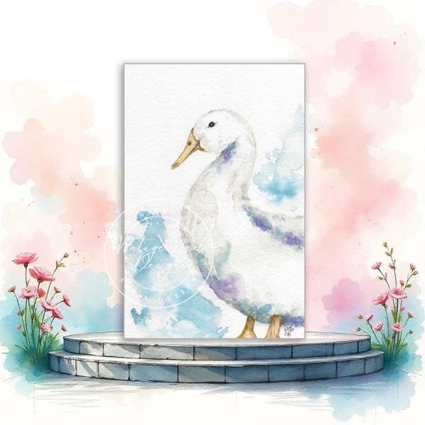 Digital Print Farm Duck No.1 Watercolor Painting Instant Download