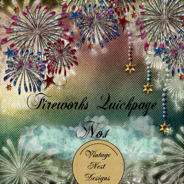 Digital Scrapbooking Fireworks Quick Page No.1 Instant Download