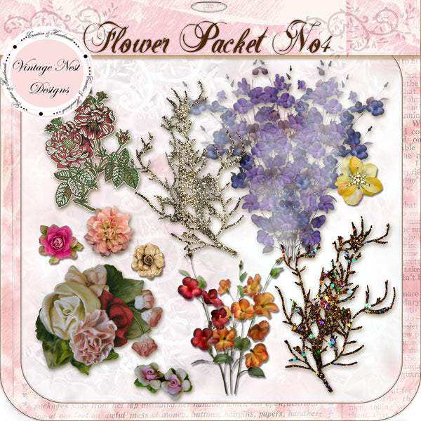Digital Scrapbooking Blumen-Paket Nr. 4 Sofort-Download