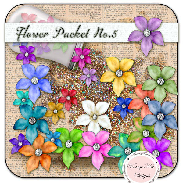 Digital Scrapbooking Blumenpaket Nr. 5 Sofortiger Download