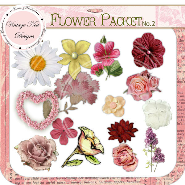 Digital Scrapbooking Flower Packet No.2 Instant Download