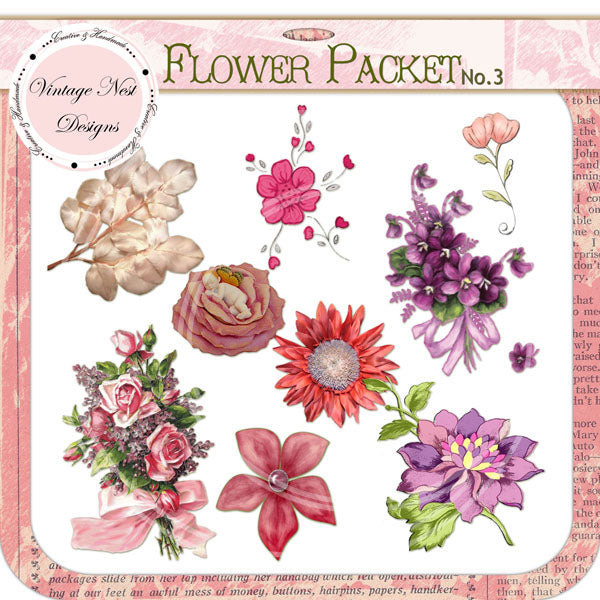 Digital Scrapbooking Blumenpaket Nr. 3 Sofortiger Download