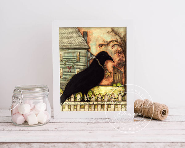 Digital Print Home Sweet Home Folk Art Acrylic Painting Instant Download