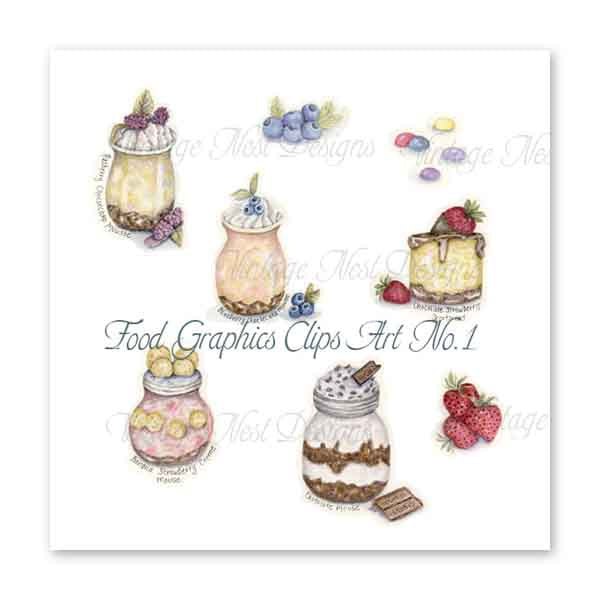 Digital Print Food Graphics Clip Art No.1 Watercolor Instant Download