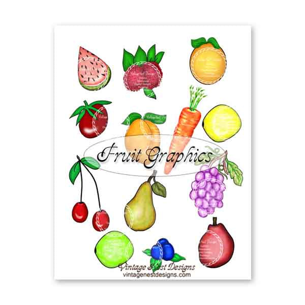 Digital Print Fruit Graphics No.1 Illustration Scrapbooking Instant Download