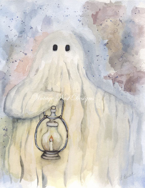 Digital Print Ghost No.4 Watercolor Painting Instant Download