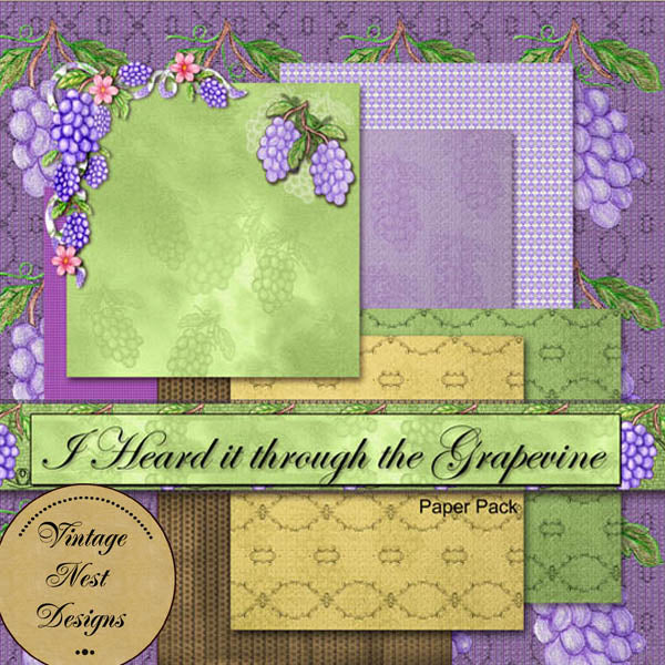 Digital Scrapbooking Grapevine Kit Instant Download