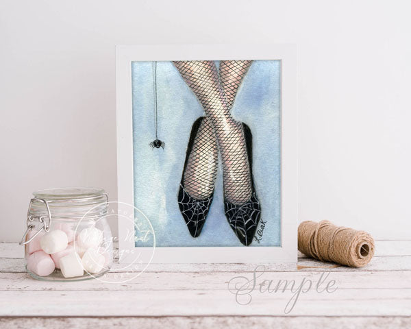 Chaussures toile d'araignée imprimé numérique n°1 ACEO aquarelle téléchargement instantané