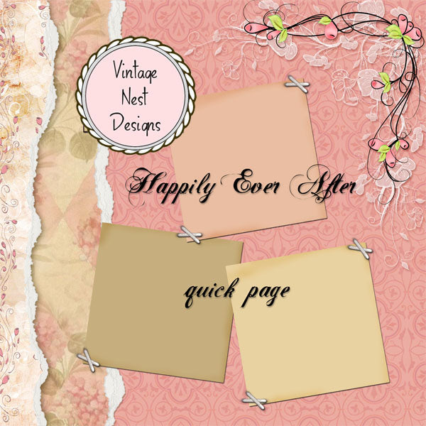 Digital Scrapbooking Happily Ever After Quick Page No.1 Instant Download