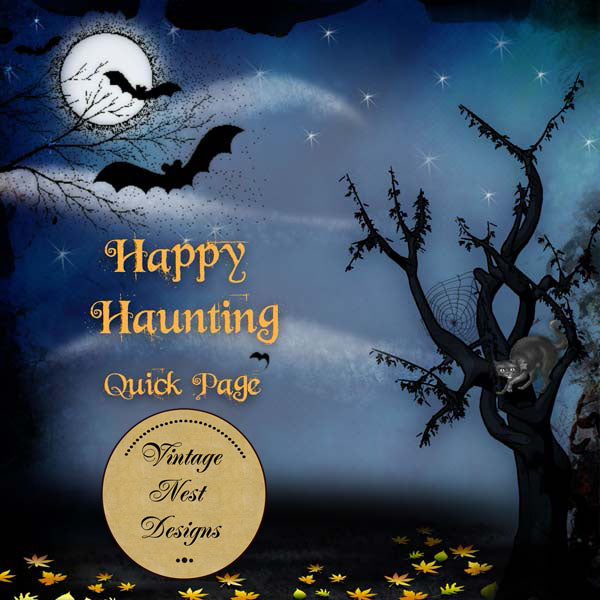 Digital Scrapbooking Happy Haunting Quick Page No.1 Instant Download