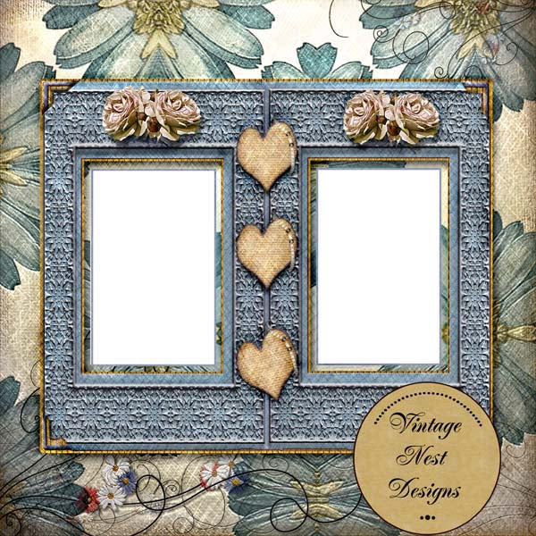 Scrapbooking numérique Cœur et roses Page rapide n°1 Téléchargement instantané