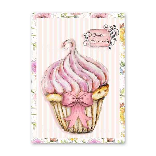 Digital Print Hello Cupcake No.1 Watercolor Instant Download