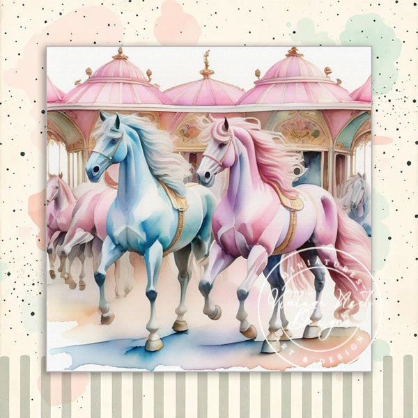 Illustration numérique chevaux de carrousel n°1 téléchargement instantané