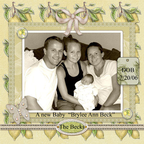 Digital Scrapbooking Lemon Bouquet Kit Instant Download