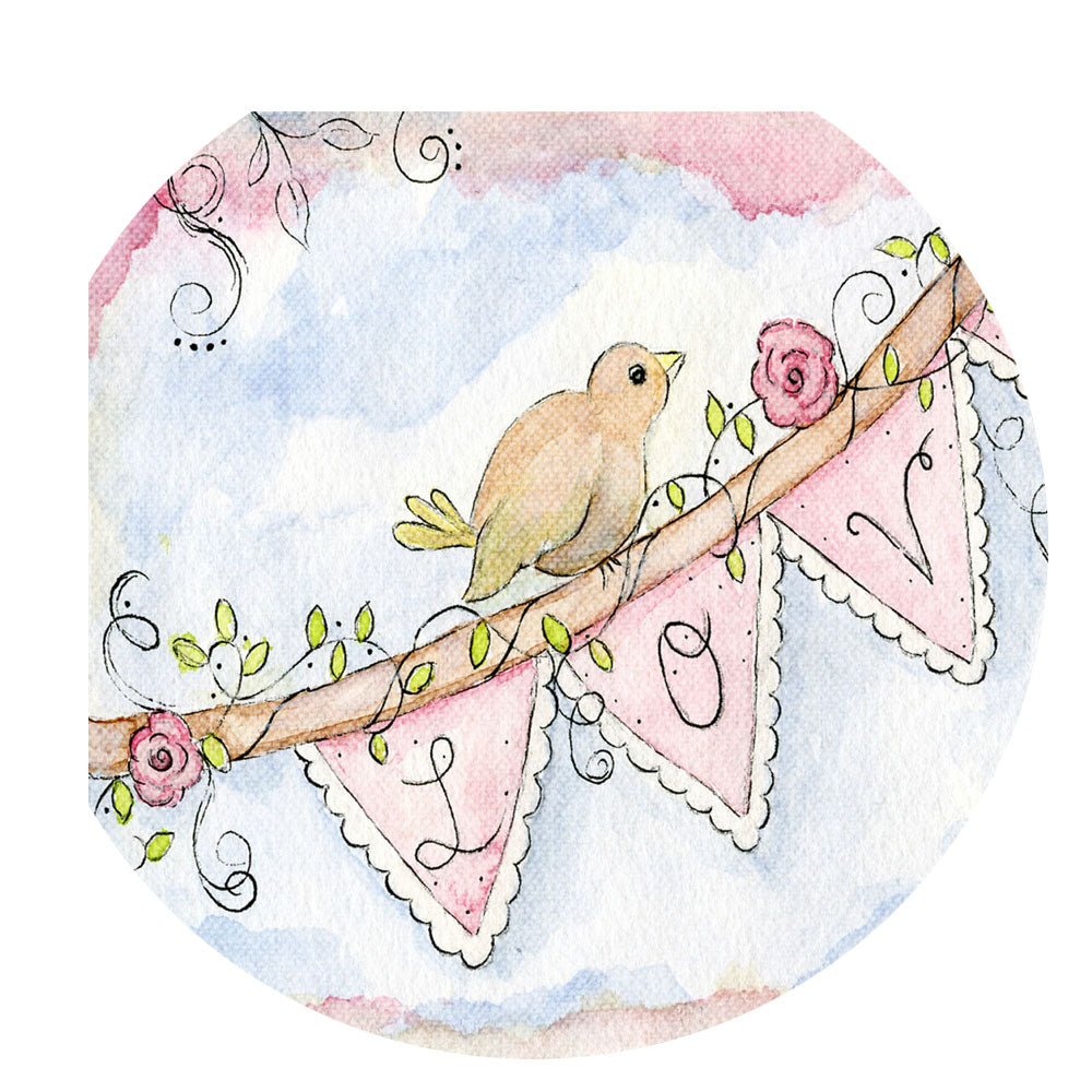 Digital Print Love Bird No.1 Watercolor Painting Instant Download