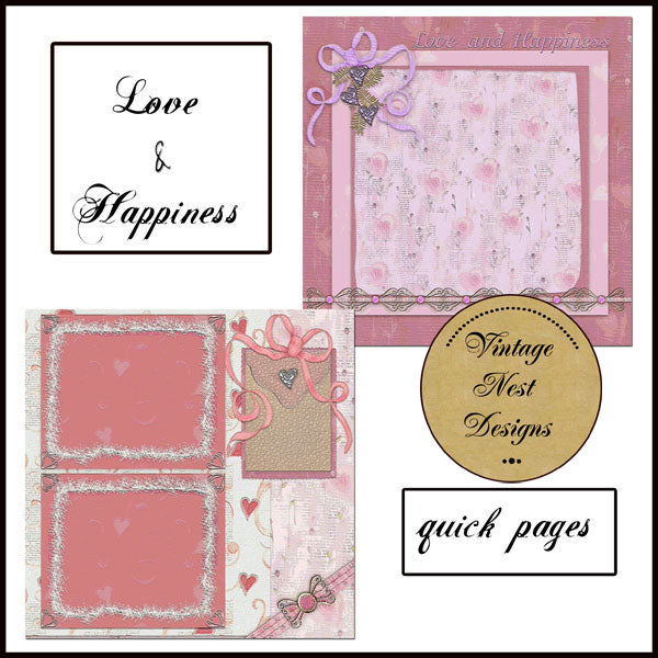 Scrapbooking Numérique – Pages Rapides Amour & Bonheur N°1 – Impression Numérique
