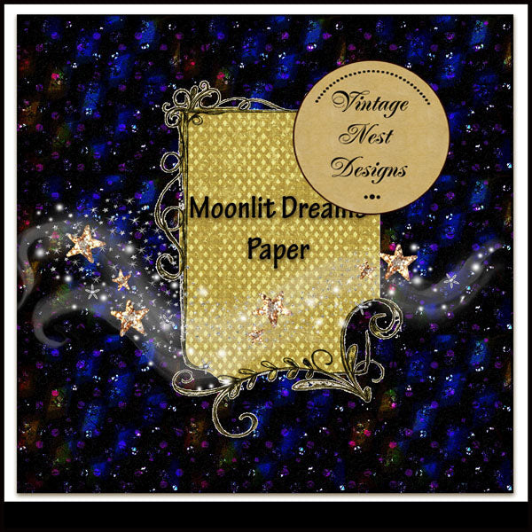 Page rapide n°4 de scrapbooking numérique Rêves au clair de lune - Téléchargement instantané