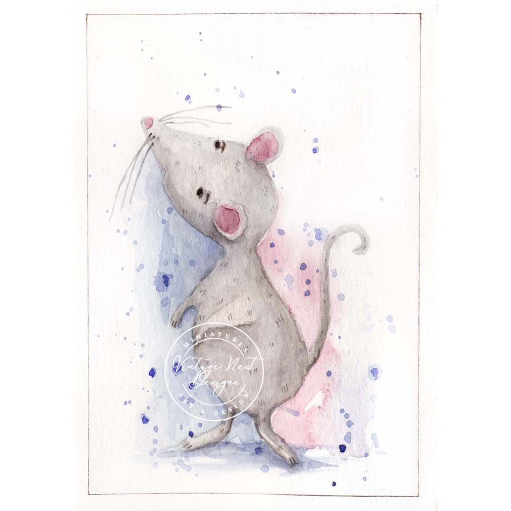 Impression numérique Souris n°7 Peinture à l'aquarelle Téléchargement instantané