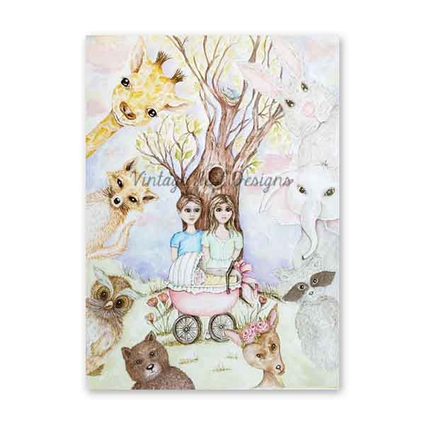 Digital Print Nursery Animals No.1 Watercolor Painting Instant Download