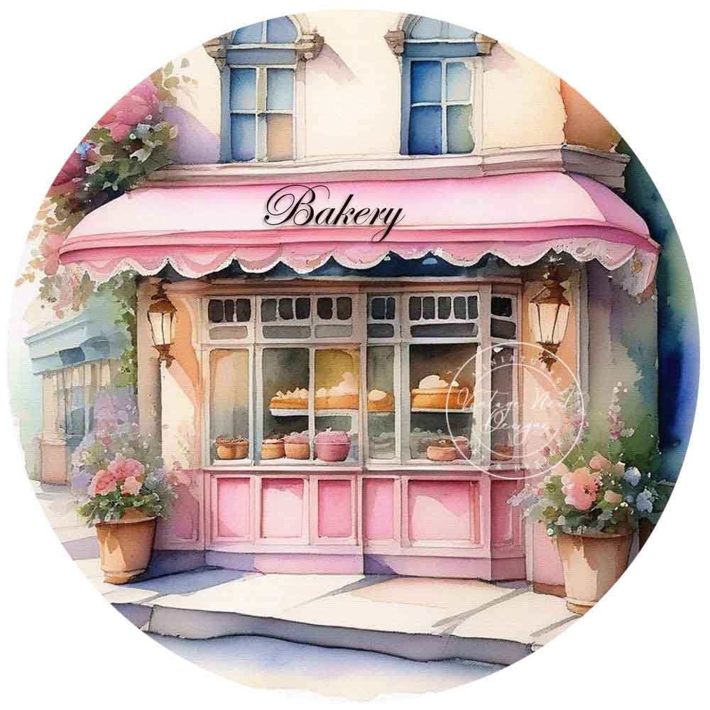 Illustration graphique numérique n°1 de la boutique de pâtisserie rose
