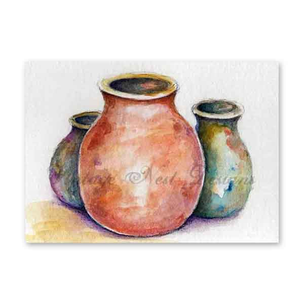 Digital Print Pottery No.1 Watercolor Painting Instant Download
