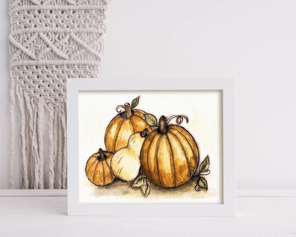 Digital Print Pumpkins No.3 Watercolor Painting Instant Download